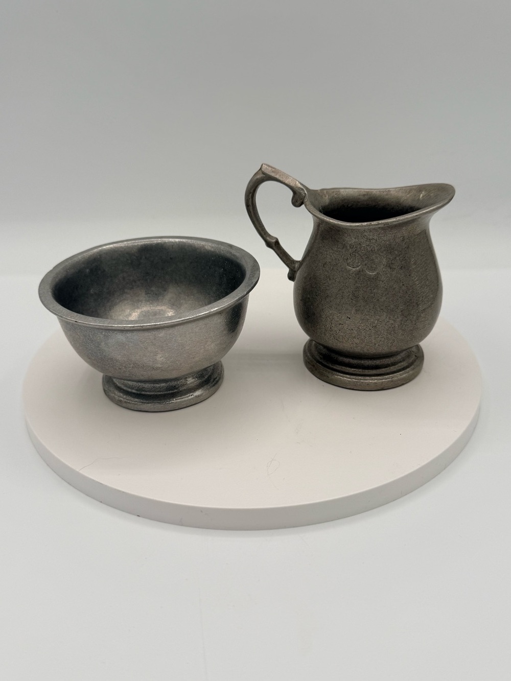 Vintage Pewter Creamer and Sugar Bowl - Silver Tone